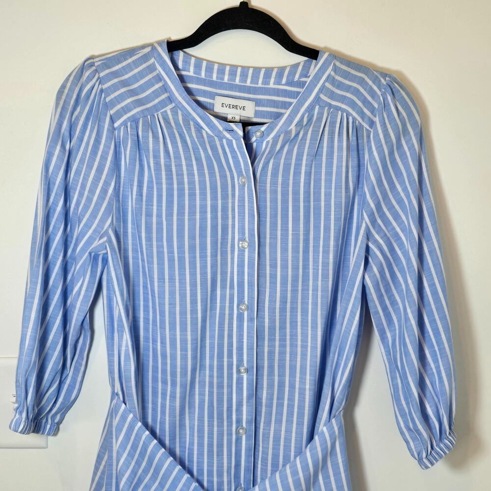 Evereve Maisy Striped Tie Front Shirt Dress Size XS - Picture 3 of 10